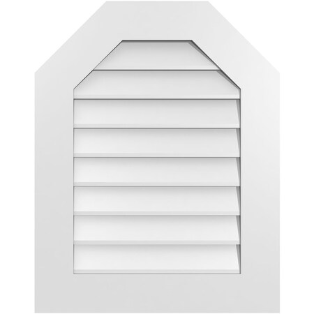 Ekena Millwork Octagonal Top Surface Mount PVC Gable Vent w/ 3-1/2"W x 1"P Standard Frame, 22"W x 28"H GVPOT22X2801SN